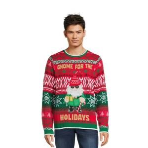 Men's "Gnome For The Holidays" Ugly Christmas Sweater Festive Party Size L 42-44